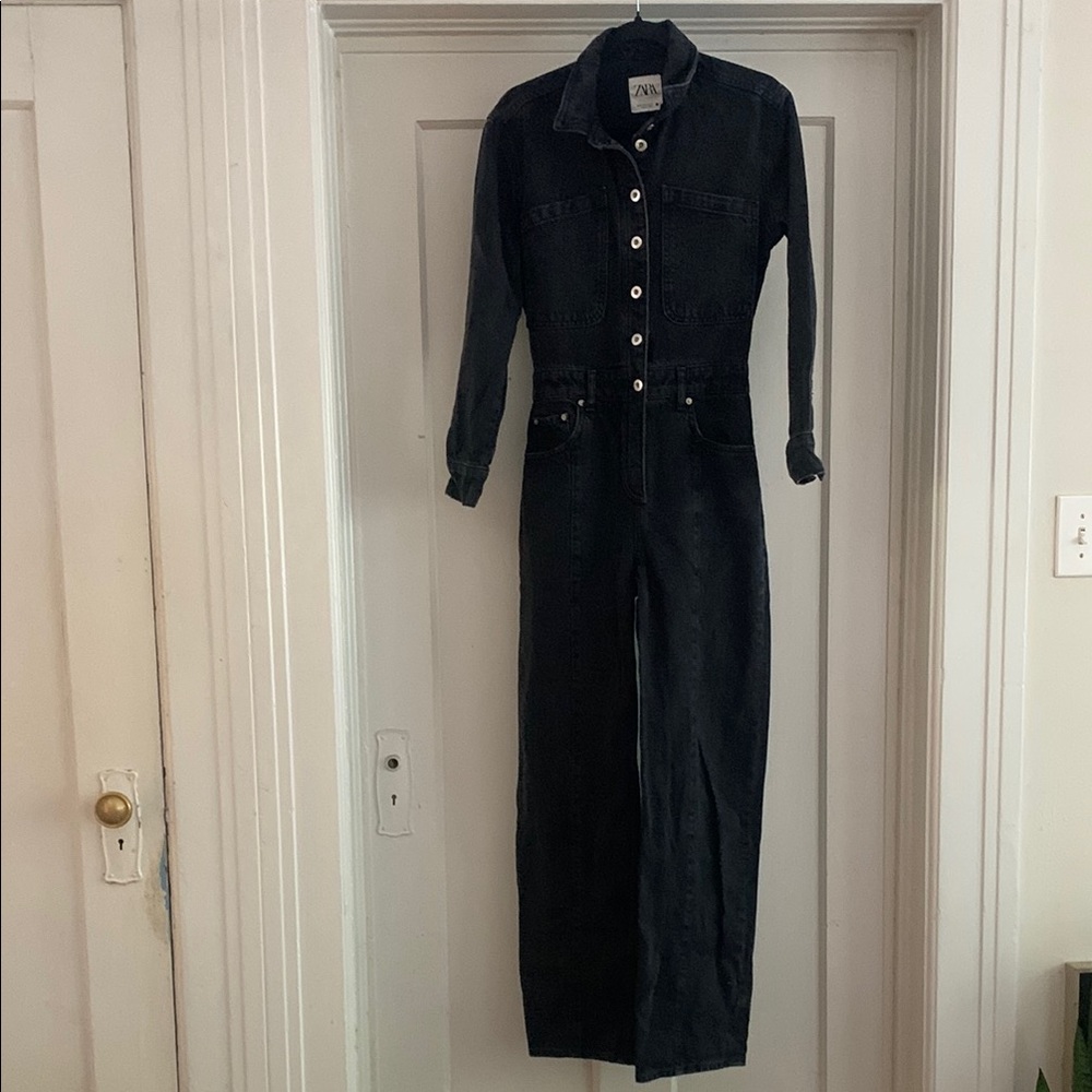 Zara Dark Denim Jumpsuit